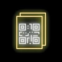 Neon qr code glowing on black background vector