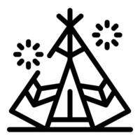 Fireworks exploding over native american teepee at night celebration vector