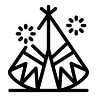 Fireworks exploding over traditional native american tipi during a night celebration vector