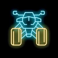 Neon moon rover icon glowing on dark background vector