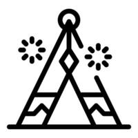 Fireworks exploding over a wigwam during a celebration vector