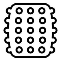 Square waffle with syrup holes, breakfast food icon, simple black line drawing vector