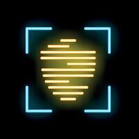 Neon fingerprint scanner detecting identity in blue light vector
