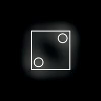 Neon dice two showing on black background vector