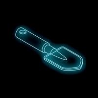 Glowing neon blue trowel icon on a black background vector