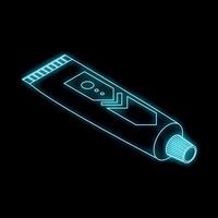 Neon tube of ointment or cosmetic cream isometric view vector