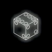 White neon dice glowing on black background vector
