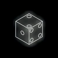 White neon dice glowing on black background vector