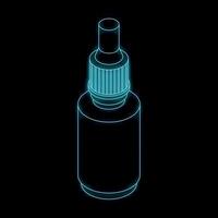 Neon blue outline of a medical dropper bottle glowing on black background vector