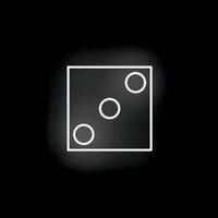 Neon dice three showing gambling chance icon glowing vector