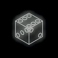 White neon dice glowing on black background vector