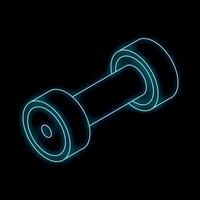 Neon blue dumbbell shining in the dark background vector