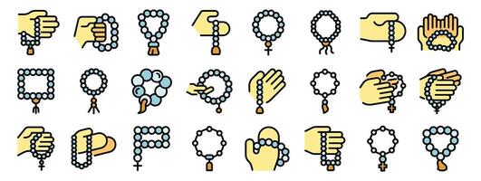 Rosary beads held in hands, symbolizing prayer, meditation, and spiritual practices across different religions vector