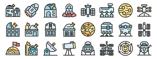 Exploring the cosmos with observatories, spacecraft, satellites, rovers, and planetary exploration vector