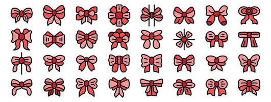 Collection of red and pink decorative bows symbolizing celebration and elegance vector