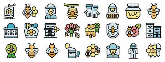 Beekeeping and honey production process with beekeepers, honeycombs, and equipment vector