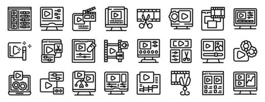 editor icon set. editing software and tools for professional content creation and post production vector