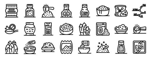 Glutamate icon set. Food additives enhancing flavor and texture in culinary applications vector