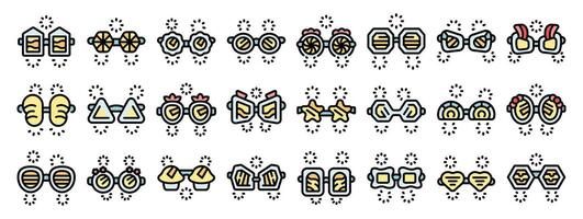 Funny glasses with colorful lenses and various shapes providing amusement and entertainment vector