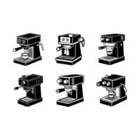 Espresso Machine Illustration - and Linocut Silhouette Design vector