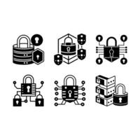Data Encryption , , and Linocut Silhouette Design vector
