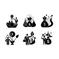 Financial Goal and Linocut Silhouette Design vector