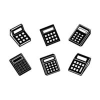 Calculator and Linocut Silhouette Design vector