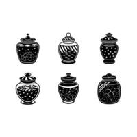 Candy Jar and Linocut Silhouette Design vector