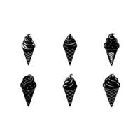 Ice Cream Cone Illustration - and Linocut Silhouette Design vector