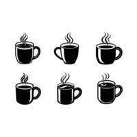 Coffee Mug with Steam - and Linocut Silhouette Design vector