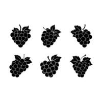 Grapes Cluster and Linocut Silhouette Design vector
