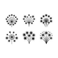 Cluster Firework Illustration - and Linocut Silhouette Design vector