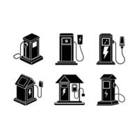 Charging Station - and Linocut Silhouette Design vector