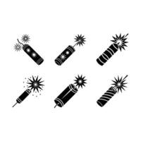 Firecracker and Linocut Silhouette Design vector