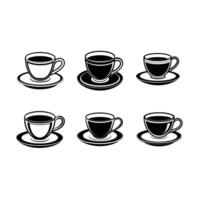 Coffee Cup with Saucer Design - and Linocut Silhouette vector