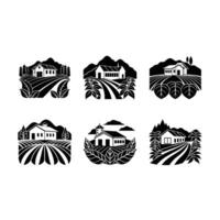 Coffee Farm Design - and Linocut Silhouette vector