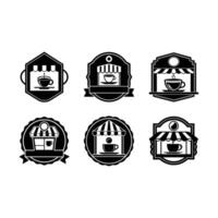 Coffee Shop Sign Design with and Linocut Silhouette Style vector