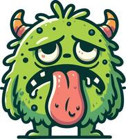 A cartoon green monster with a tongue sticking out vector