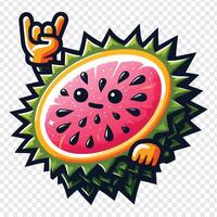A cartoon fruit with a hand up and a rock hand vector