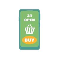 Smartphone with shopping cart and buy button on the screen vector