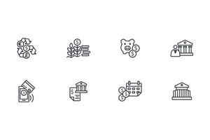 Bank icon set..Editable stroke.linear style sign for use web design,logo.Symbol illustration. vector