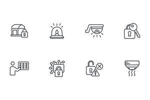 Home security icon set..Editable stroke.linear style sign for use web design,logo.Symbol illustration. vector