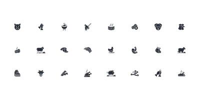 Meat icon set..Editable stroke.linear style sign for use web design,logo.Symbol illustration. vector
