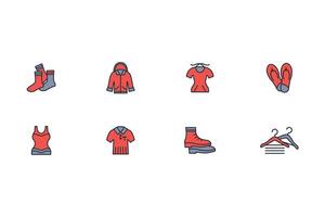Clothes icon set..Editable stroke.linear style sign for use web design,logo.Symbol illustration. vector