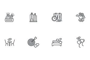 Honeymoon icon set..Editable stroke.linear style sign for use web design,logo.Symbol illustration. vector