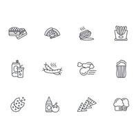Fast food icon set..Editable stroke.linear style sign for use web design,logo.Symbol illustration. vector