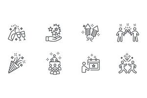 New year icon set..Editable stroke.linear style sign for use web design,logo.Symbol illustration. vector