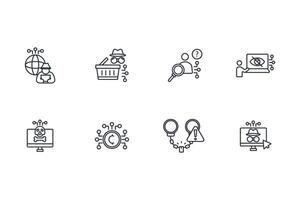 Dark web icon set..Editable stroke.linear style sign for use web design,logo.Symbol illustration. vector