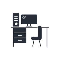 desk icon. .Editable stroke.linear style sign for use web design,logo.Symbol illustration. vector
