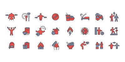 Weight loss icon set..Editable stroke.linear style sign for use web design,logo.Symbol illustration. vector